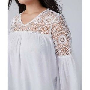 NWT Lane Bryant White Lace Bell flare long Sleeve Top Casual Size 18